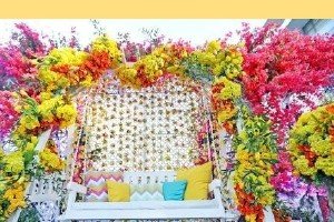 Floral Swing for Haldi Photos - Delhi Event Management