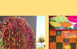 Pink Floral Mehendi Sofa Backdrop - Delhi Event Management